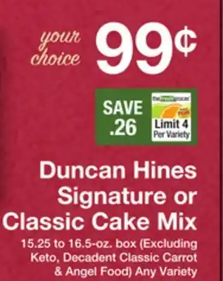 The Fresh Grocer Signature or classic cake mix offer