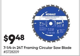 Lowe's 7-1/4-in 24t framing circular saw blade offer