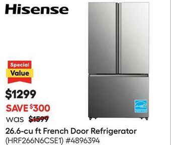 Lowe's 26 6-cu ft french door refrigerator offer