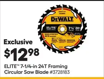 Lowe's Elite™ 7-1/4-in 24t framing circular saw blade offer