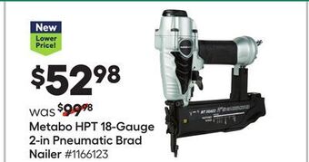 Lowe's Metabo hpt 18-gauge 2-in pneumatic brad nailer offer