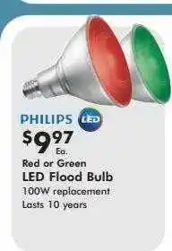 Valu Home Centers Philips red or green led flood bulb offer