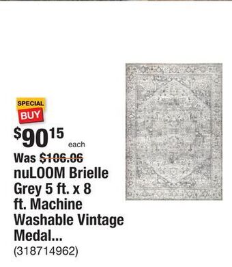 The Home Depot Nuloom brielle grey 5 ft. x 8 ft. machine washable vintage medallion indoor area rug offer