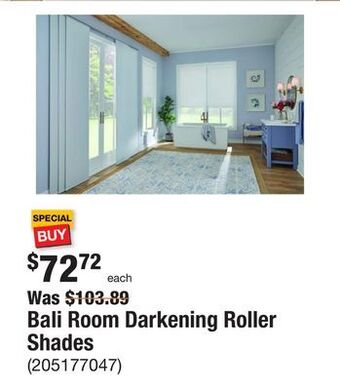 The Home Depot Bali room darkening roller shades offer