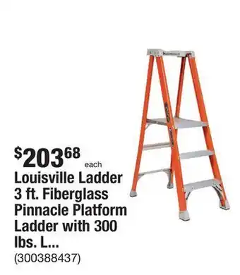 The Home Depot Louisville ladder 3 ft. fiberglass pinnacle platform ladder with 300 lbs. load capacity type ia duty rating offer