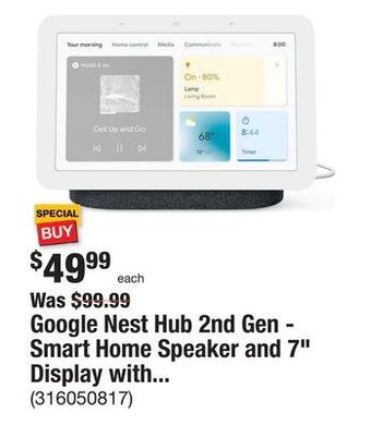 The Home Depot Google nest hub 2nd gen - smart home speaker and 7" display with google assistant - charcoal offer