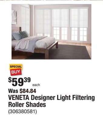 The Home Depot Veneta designer light filtering roller shades offer