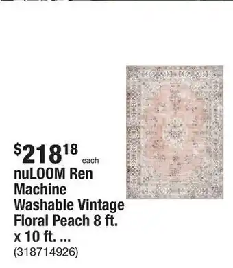 The Home Depot Nuloom ren machine washable vintage floral peach 8 ft. x 10 ft. indoor area rug offer
