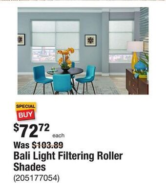 The Home Depot Bali light filtering roller shades offer