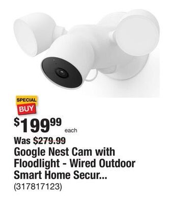 The Home Depot Google nest cam with floodlight - wired outdoor smart home security camera offer