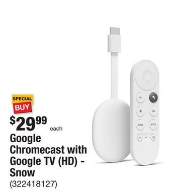 The Home Depot Google chromecast with google tv (hd) - snow offer