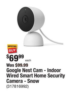 The Home Depot Google nest cam - indoor wired smart home security camera - snow offer