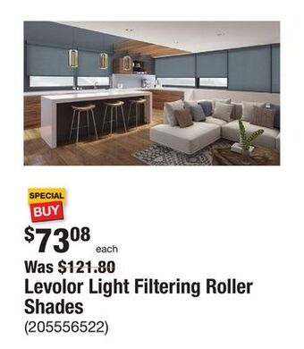 The Home Depot Levolor light filtering roller shades offer