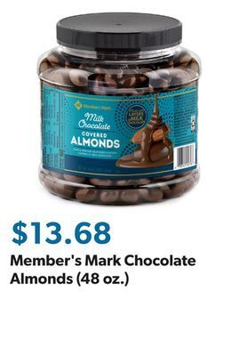 Sam's Club Member's mark chocolate almonds (48 oz.) offer