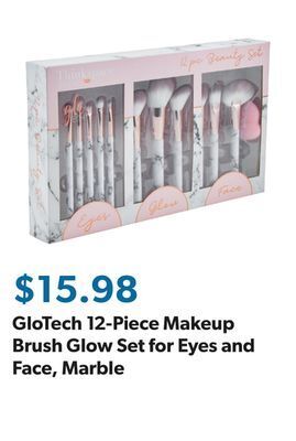 Sam's Club Glotech 12-piece makeup brush glow set for eyes and face, marble offer