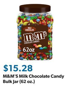 Sam's Club M&m's milk chocolate candy bulk jar (62 oz.) offer