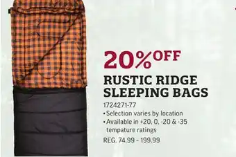 Sportsman's Warehouse Rustic ridge sleeping bags offer