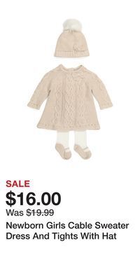 TJ Maxx Newborn girls cable sweater dress and tights with hat offer