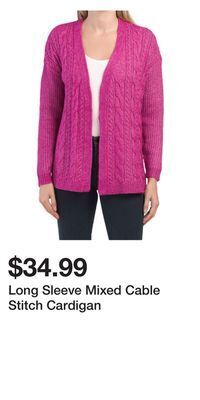 TJ Maxx Long sleeve mixed cable stitch cardigan offer