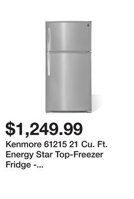 Kmart Kenmore 61215 21 cu. ft. energy star top-freezer fridge - fingerprint-resistant stainless steel offer
