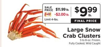 ShopRite Large snow crab clusters offer