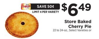 ShopRite Store baked cherry pie offer
