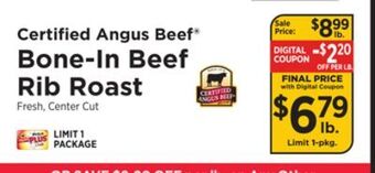 ShopRite Bone-in beef rib roast offer