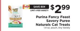 ShopRite Fancy feast savory puree naturals cat treats offer
