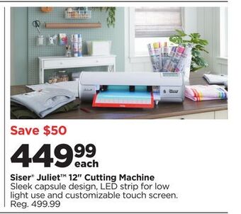 Michaels Siser® juliet™ 12" cutting machine sleek capsule, led strip offer