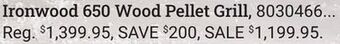 Ace Hardware Ironwood 650 wood pellet grill offer