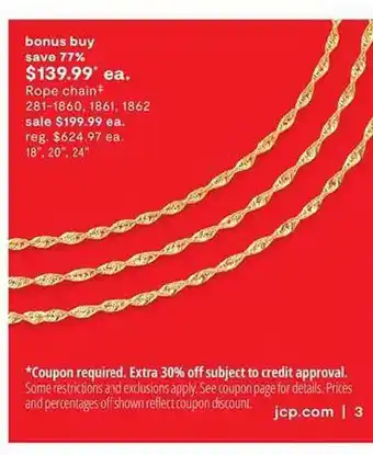 JC Penney Rope chain 281-1860, 1861, 1862 offer
