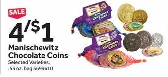 Stop&Shop Manischewitz Chocolate Coins .53 oz. bag offer