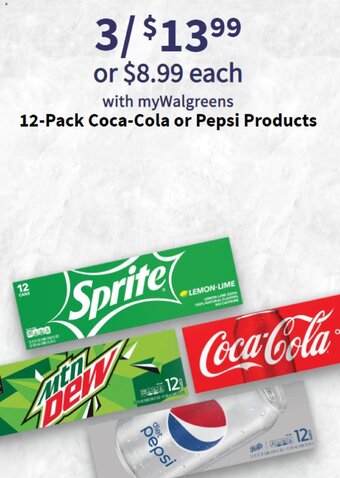 Walgreens 12-Pack Coca-Cola or Pepsi Products offer