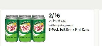 Walgreens 6-Pack Soft Drinks Mini Cans offer