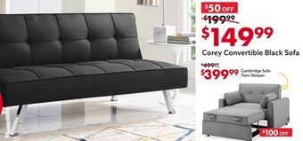 Big Lots Corey convertible black sofa offer