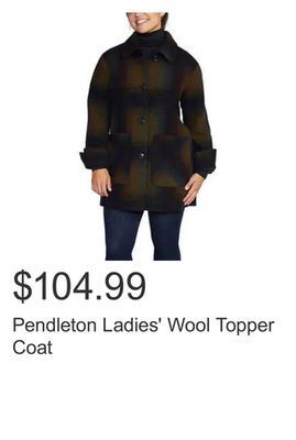 Costco Pendleton ladies' wool topper coat offer
