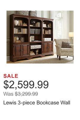 Costco Lewis 3-piece bookcase wall offer