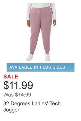 Costco 32 degrees ladies' tech jogger offer