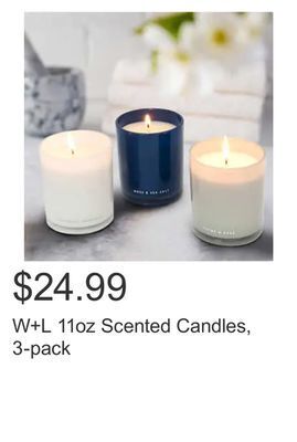 Costco W+l 11oz scented candles, 3-pack offer