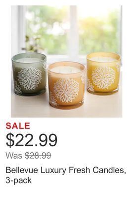 Costco Bellevue luxury fresh candles, 3-pack offer