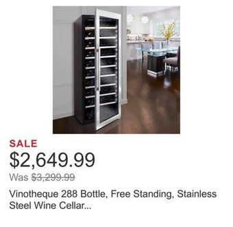 Costco Vinotheque 288 bottle, free standing, stainless steel wine cellar by wine enthusiast offer