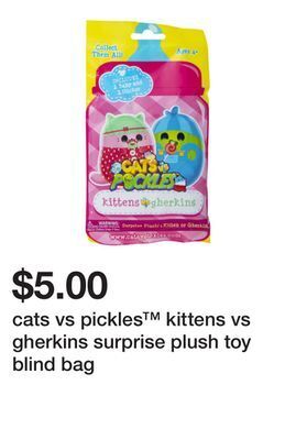 Five Below Cats vs pickles™ kittens vs gherkins surprise plush toy blind bag offer