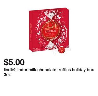 Five Below Lindt® lindor milk chocolate truffles holiday box 3oz offer