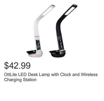 Costco Ottlite led desk lamp with clock and wireless charging station offer