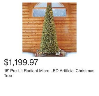 Costco 15' pre-lit radiant micro led artificial christmas tree offer