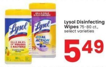 Albertsons Lysol Disinfecting Wipes 75-80 ct. offer