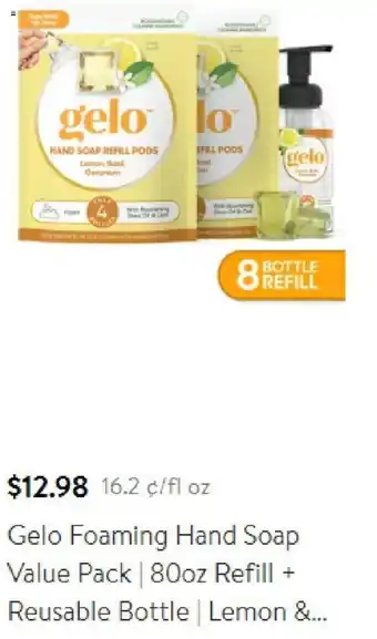 Walmart Gelo Foaming Hand Soap Value Pack 80oz. Refill + Reusable Bottle Lemon & ... offer