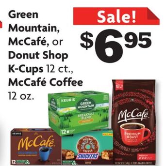 Family Dollar Green mountain, mccafé, or donut shop k-cups 12 ct., mccafé coffee 12 oz. offer