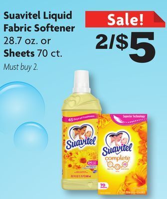 Family Dollar Suavitel liquid fabric softener 28.7 oz. or sheets 70 ct. offer