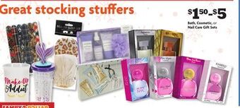Family Dollar Bath, cosmetic, or nail care gift sets offer